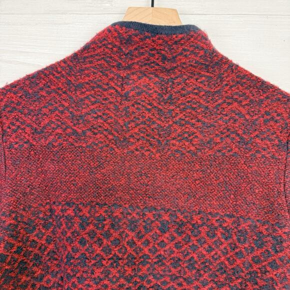 Habitat Mock Neck Sweater Womens Small Red Fair Isle Cozy Knit Pullover Holiday - Picture 7 of 14